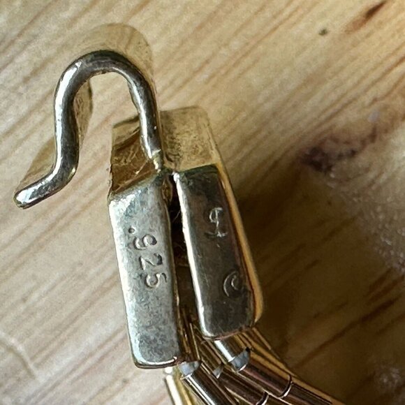 VTG Zuni Liquid Silver‎ Gold Plated Bracelet + Earrings Stamped Sterling & LC - Picture 9 of 12
